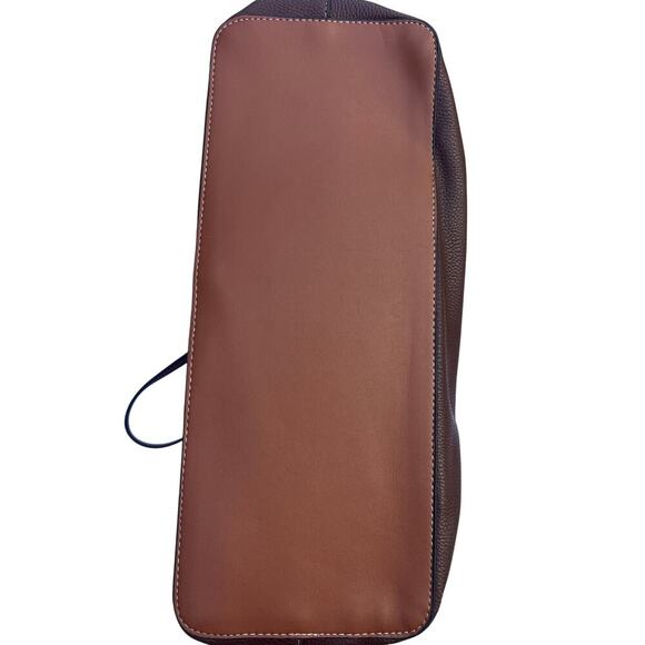 Brown Pebbled Leather Tote Bag Structured Carryall - Picture 6 of 6